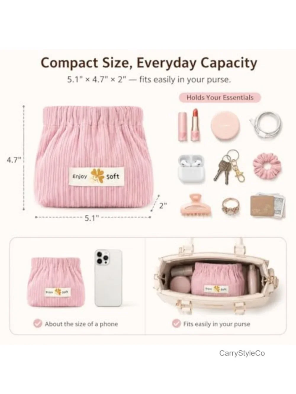 3pcs Corduroy Makeup Bags Set, Travel Cosmetic Organizers, Soft Pouch for Purse